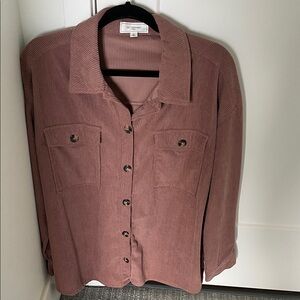 Women's Corduroy Button-Up Shirt - Mauve